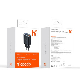 CARGADOR MCDODO 30W 2 USB-C Y USB-A C/DISPLAY (CH-2180)